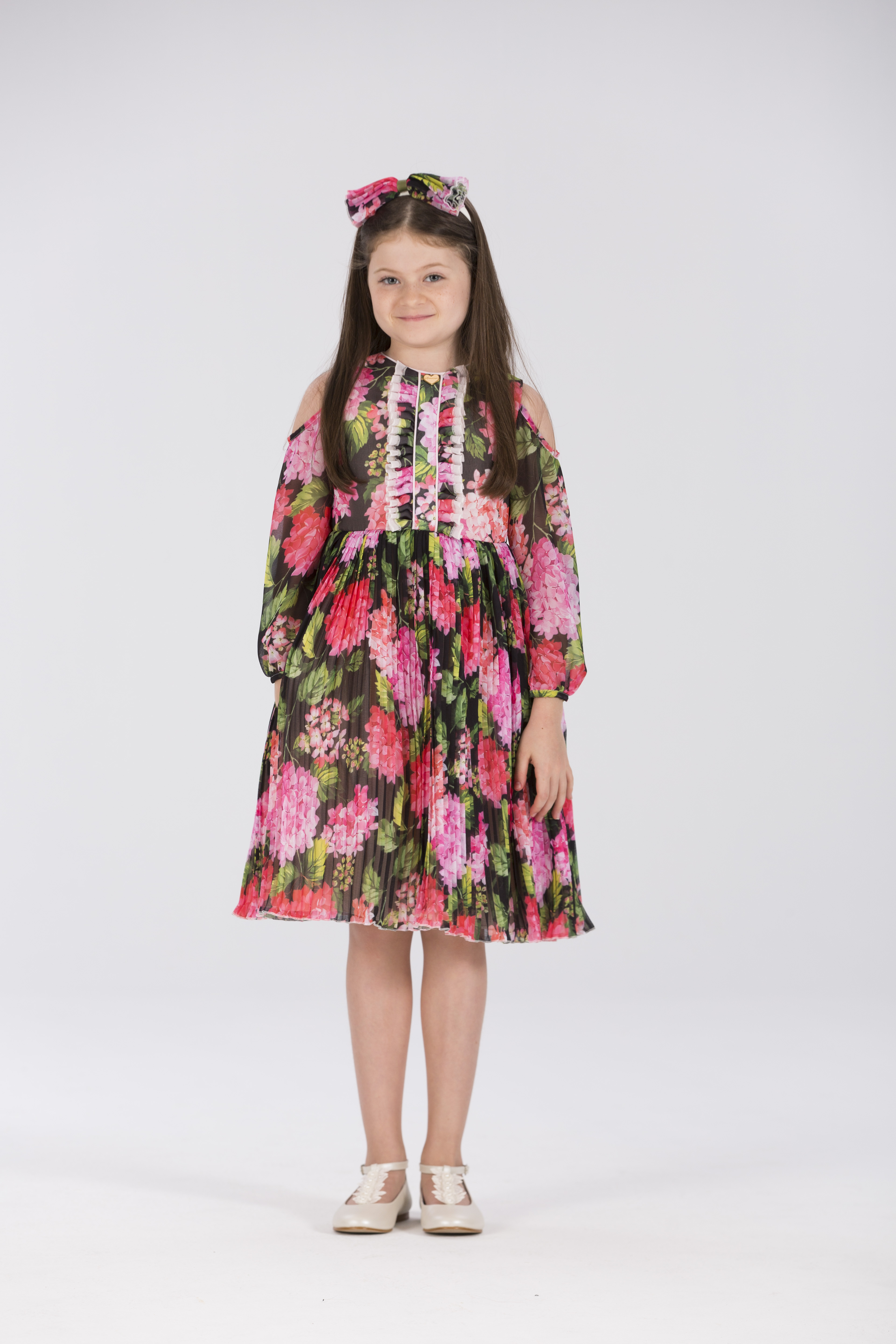 Girls | Black Floral Chiffon Dress | Speranza