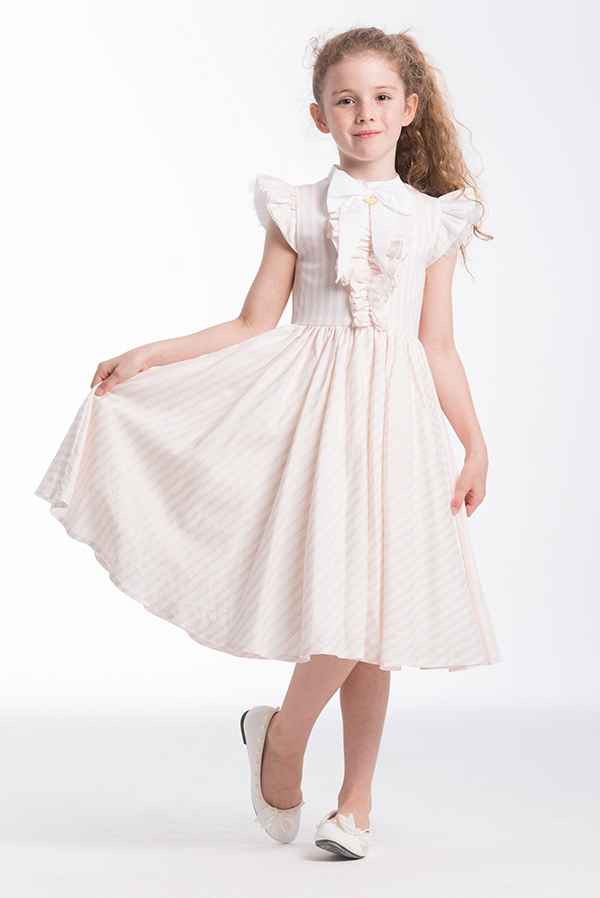 Pink and Off White Stripe Girl Dress