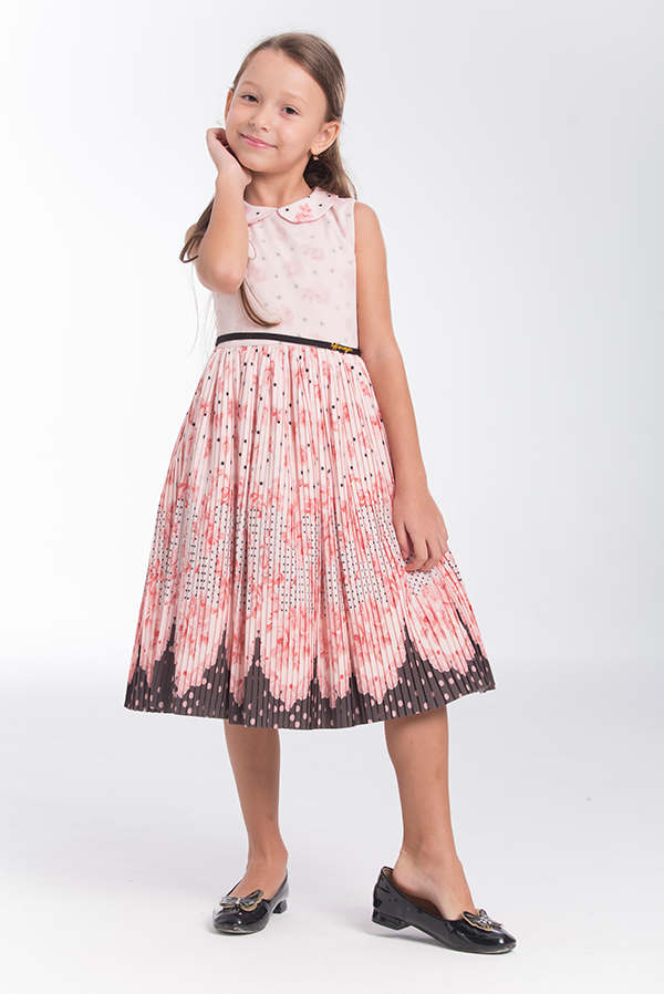 Pink Floral chiffon Sleeveless Girl Dress